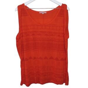 Gap Red Orange Patterned Tank Top - Women's XL